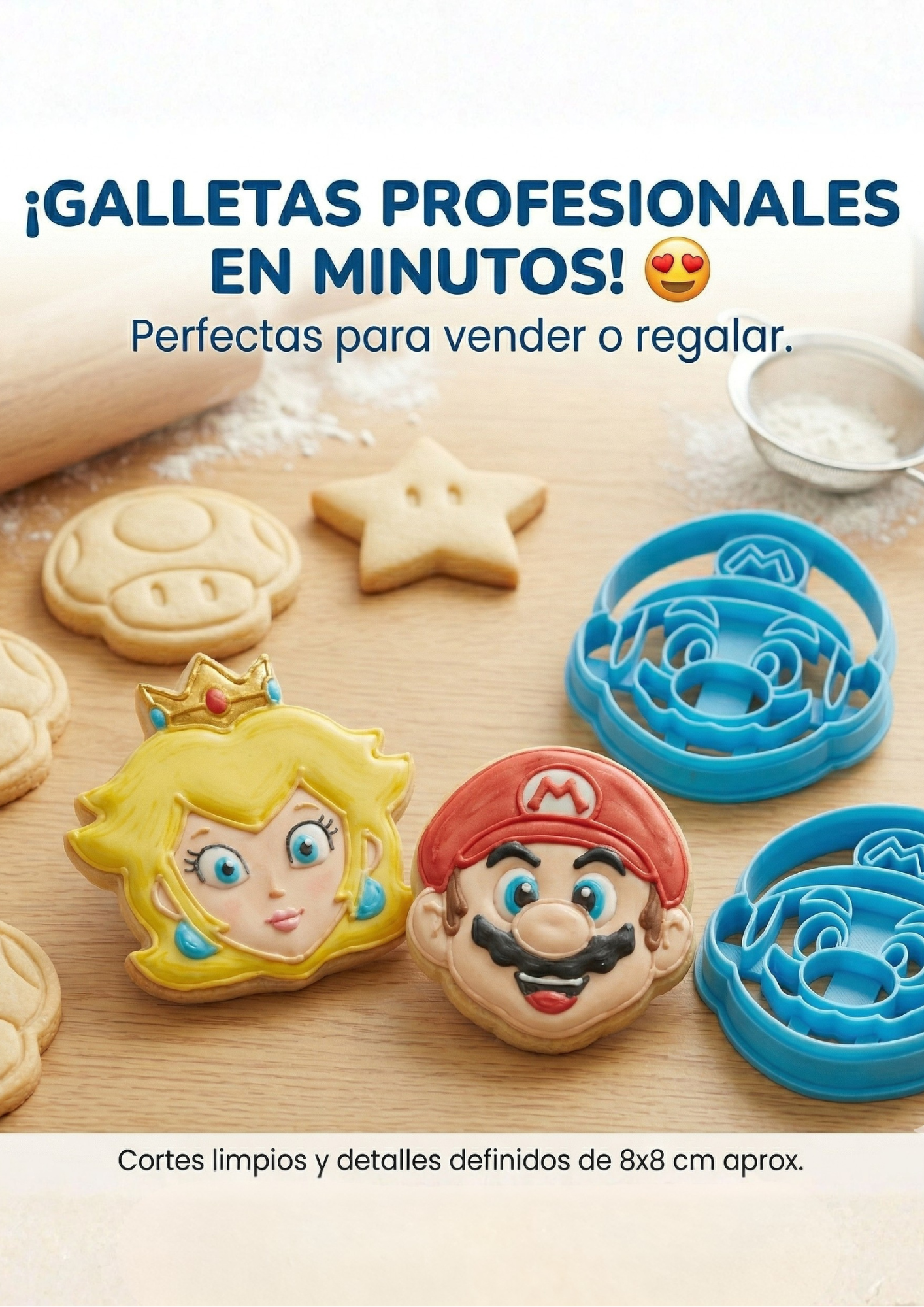 Cortadores Moldes Galletas Mario Bros Kit 9 personajes