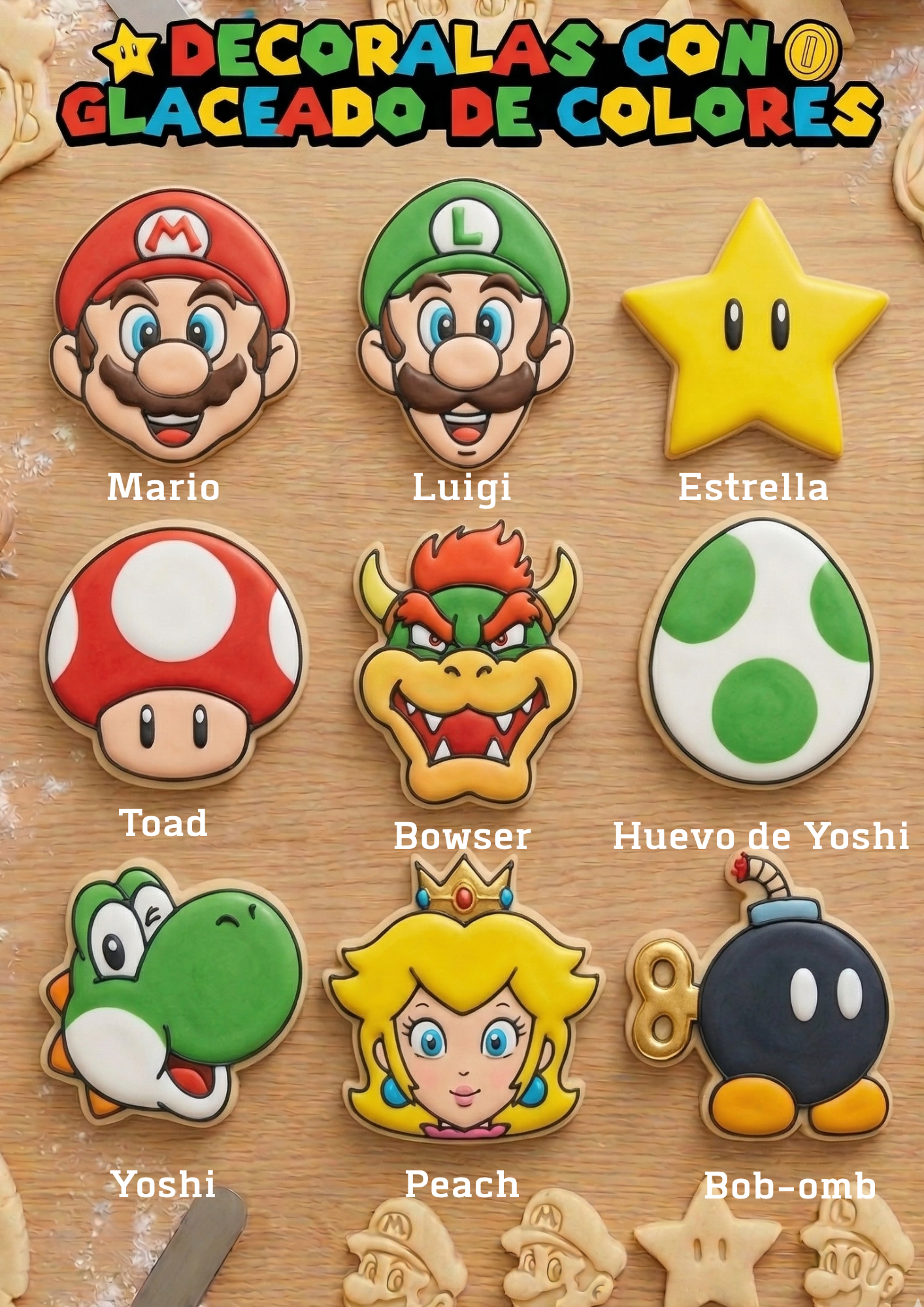 Cortadores Moldes Galletas Mario Bros Kit 9 personajes