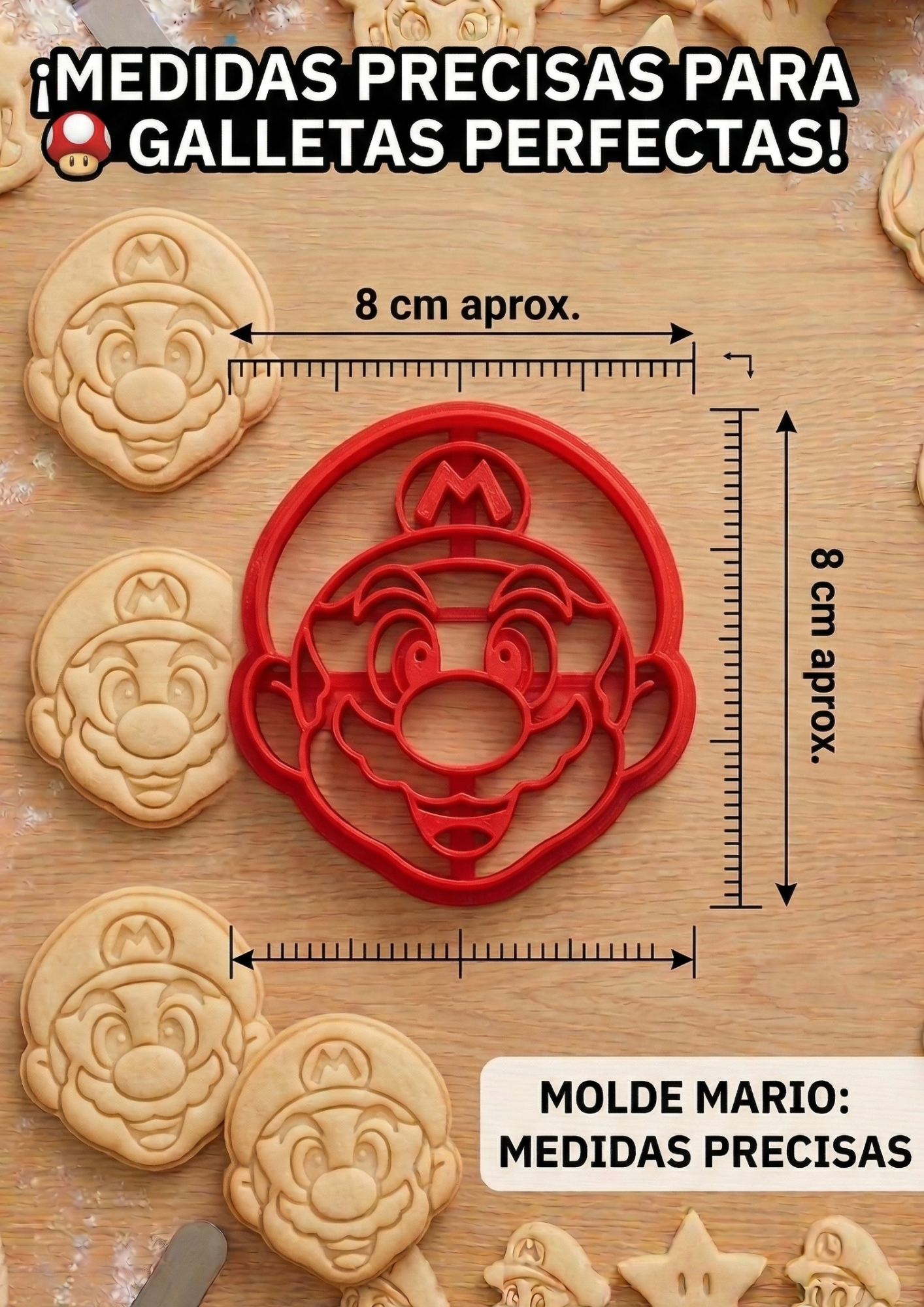 Cortadores Moldes Galletas Mario Bros Kit 9 personajes