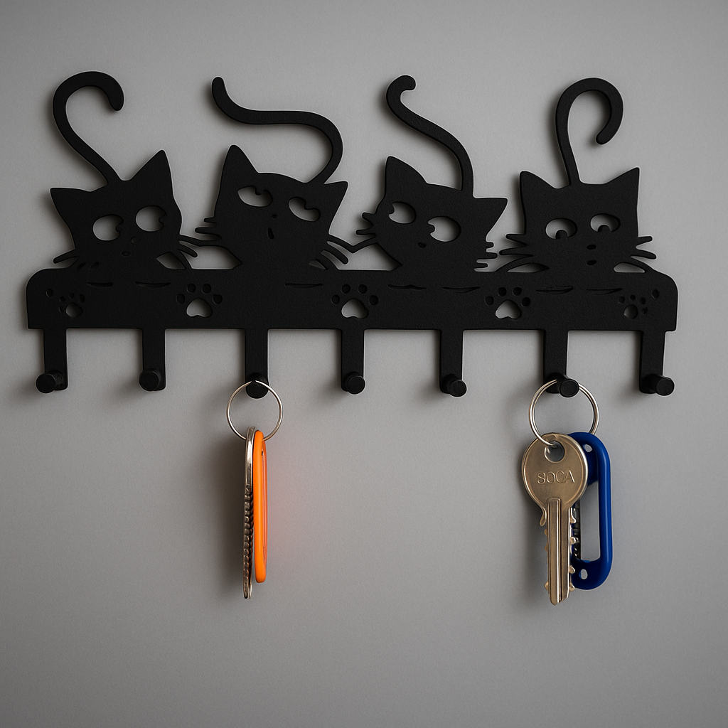 Llavero de pared con gatos
