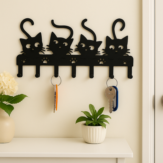 Llavero de pared con gatos