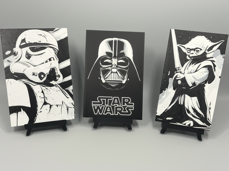 Combo 3 Cuadros 3D Star Wars – Yoda, Darth Vader y Stormtrooper