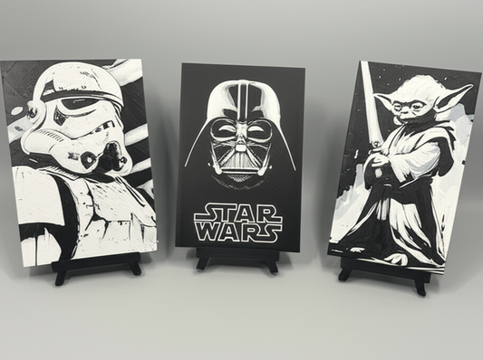 Combo 3 Cuadros 3D Star Wars – Yoda, Darth Vader y Stormtrooper