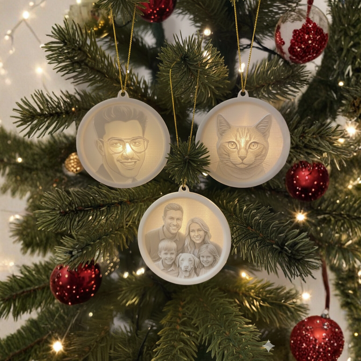 Adorno Navideño Foto Personalizada 3d Litofania -pack X 3und