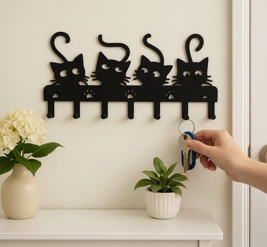 Organizador de Pared Multiusos "Amor Gatuno" (Cocina, Baño, Llaves y Taller)