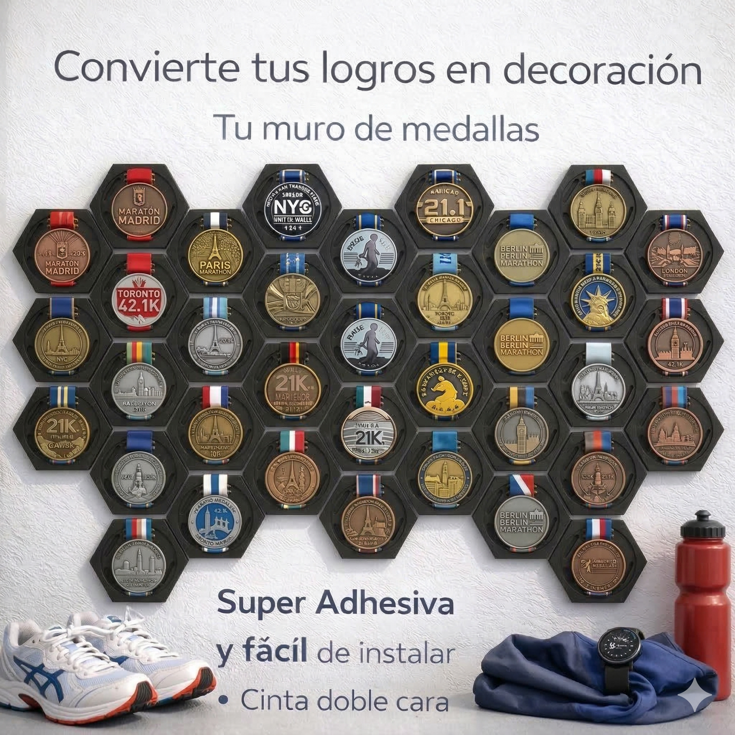 Medallero Running Porta Medallas Pared Modular Pack 5