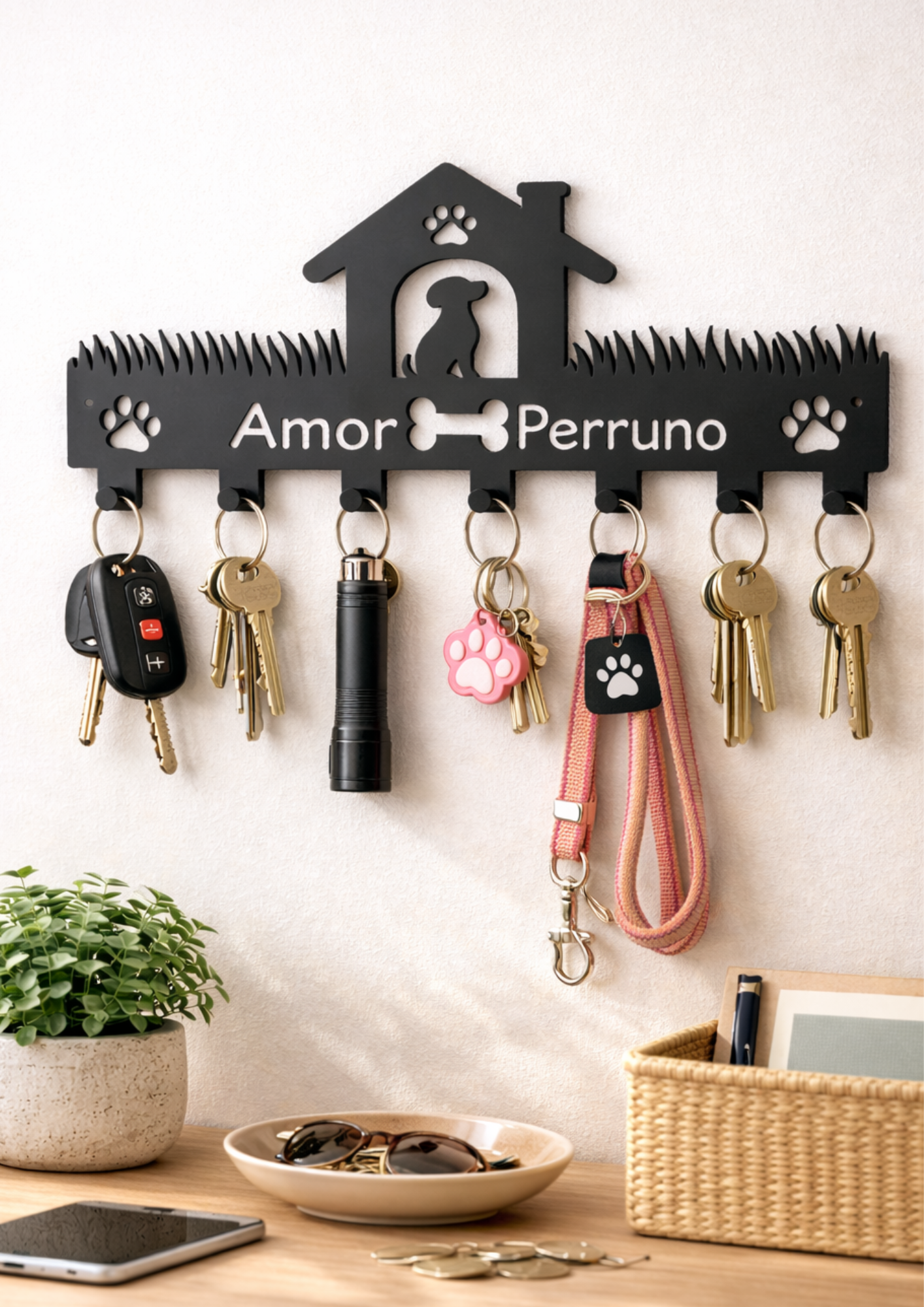Porta Llaves Pared Perros Amor Perruno Organizador
