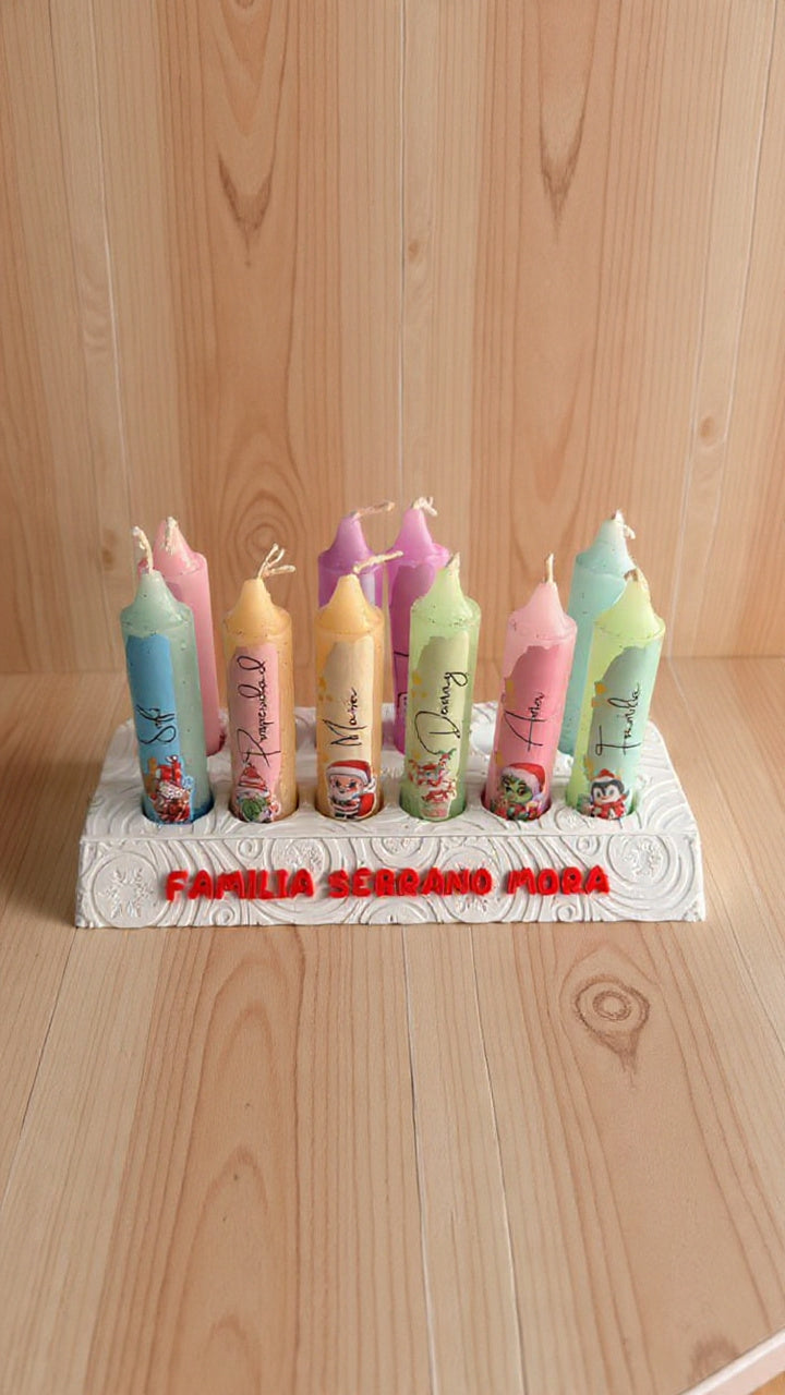 Porta Velas Familiar Personalizado – Base para 12 Velas